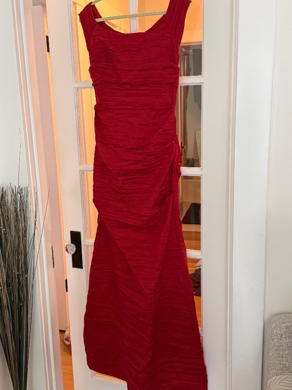 Alex Evenings Red Ruched Column Evening Gown Maxi Dress - Size 12